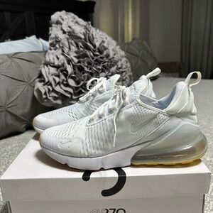 Nike Air Max 270 White and Gold Sneakers